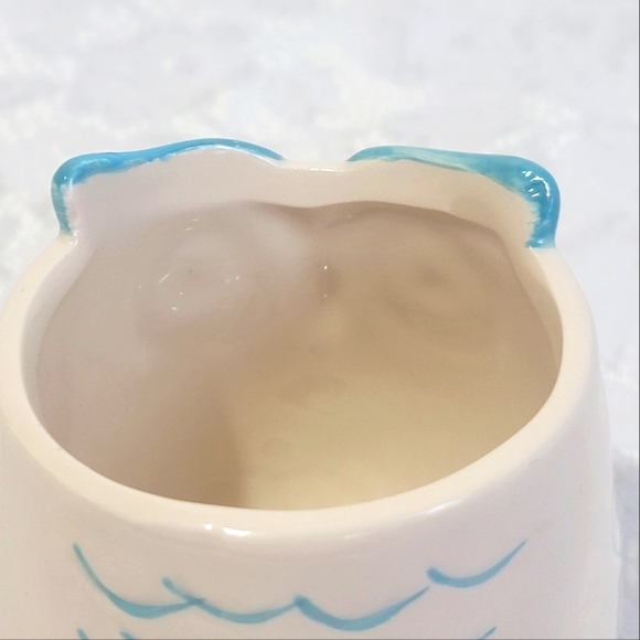 Mini Ceramic Pot Premium Glazed Cute Blue Owl Face Succulent Plant Holder - Picture 11 of 16